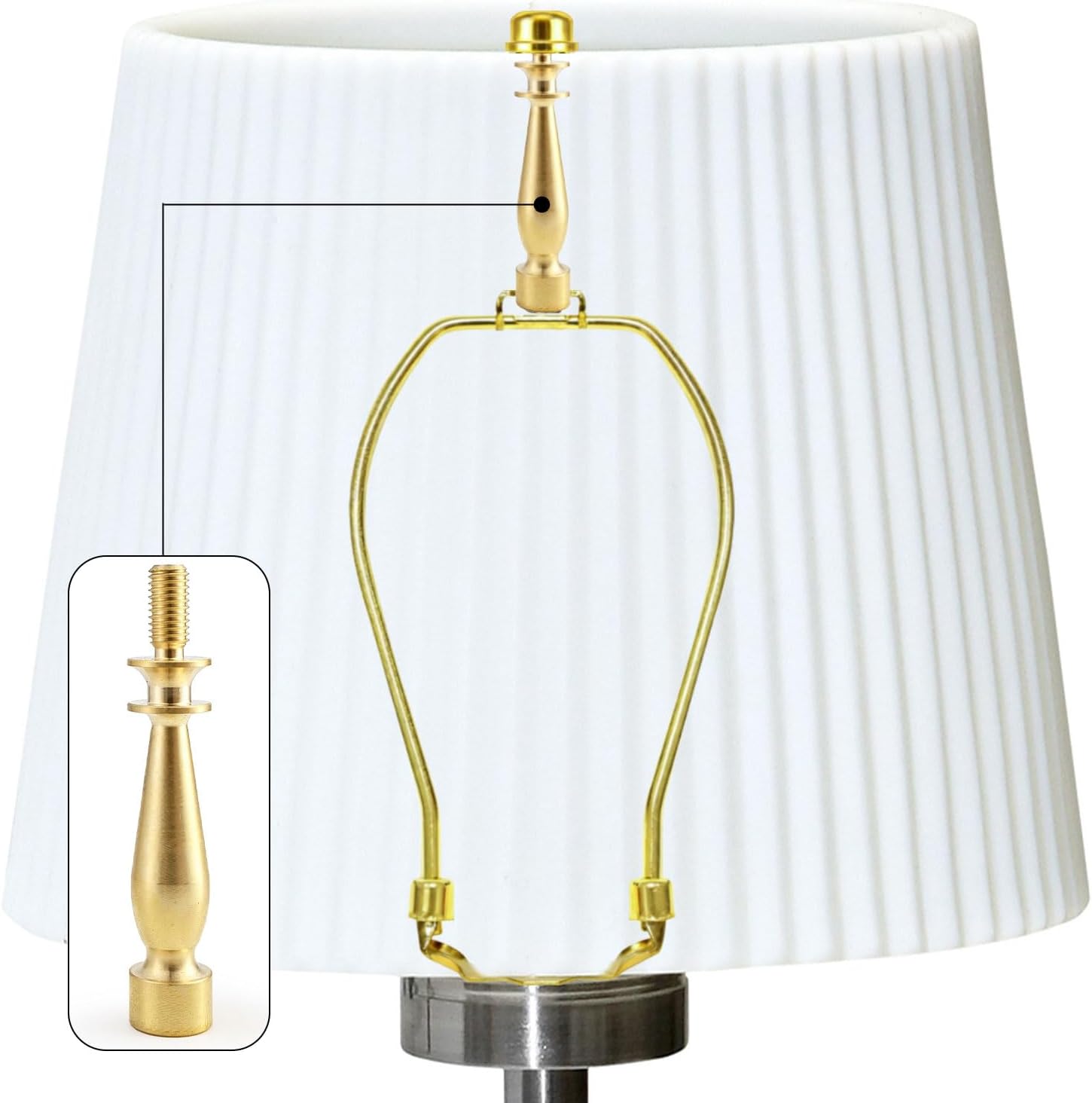 Solid Brass Lamp Finial Riser Lamp Shade Extender Risers Finials for Lamps Decorative Screw Cap for Lamps Shade Holder, Bracket Harp Top, Replacement Toppers Screw Cap (63.2mm/2.49inch)