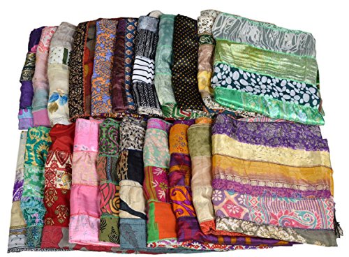 Lavare a mano o a secco Mango Gifts Lotto di 5 sciarpe in tessuto sari da donna realizzate a mano in colori misti, multicolore, 70 x 20 inches approx