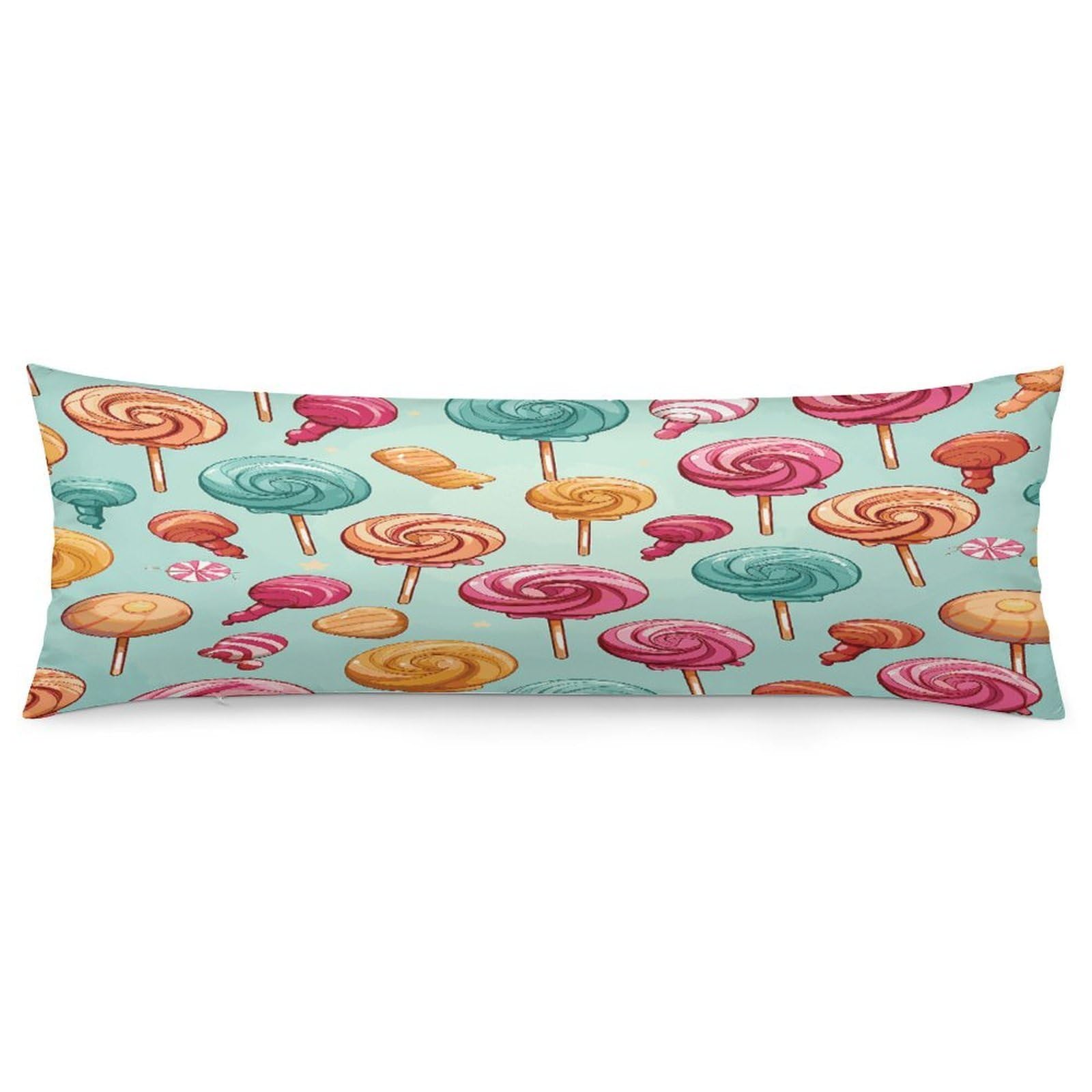 Candy Pillow Case Soft Breathable Long Pillowcover Pillow Protector Suitable for Sofas Car Chairs and Any Room