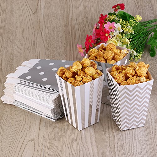 Nuolux Popcorn Boxes Cardboard Candy Container 50Pcs Silver Color #TOP4