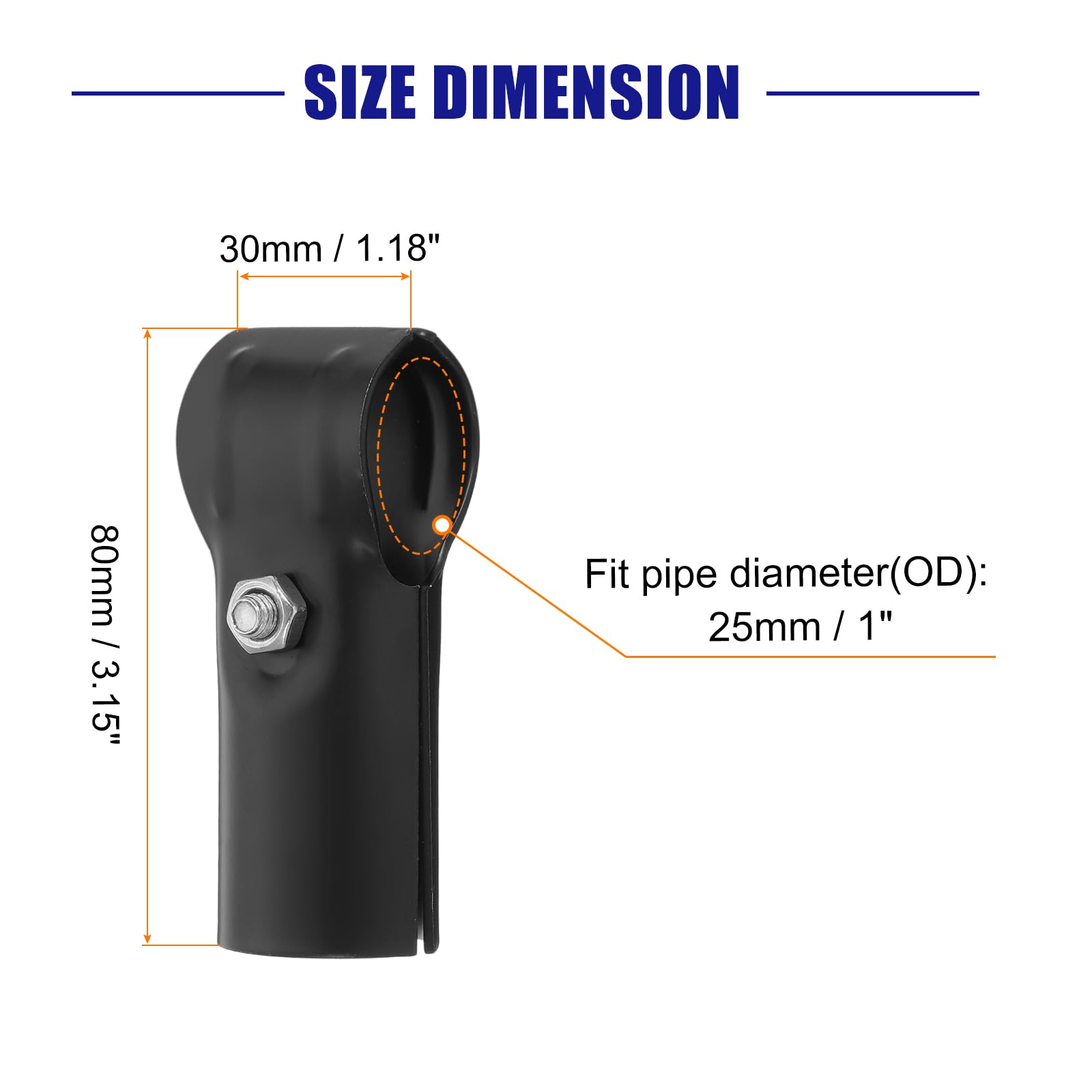 Sourcing Map 6 conectores de tubo de abrazadera en T de acero inoxidable negro, ajuste OD de 25 mm, diseño en forma de T, fácil instalación, adecuado para perchas, pasamanos, vallas