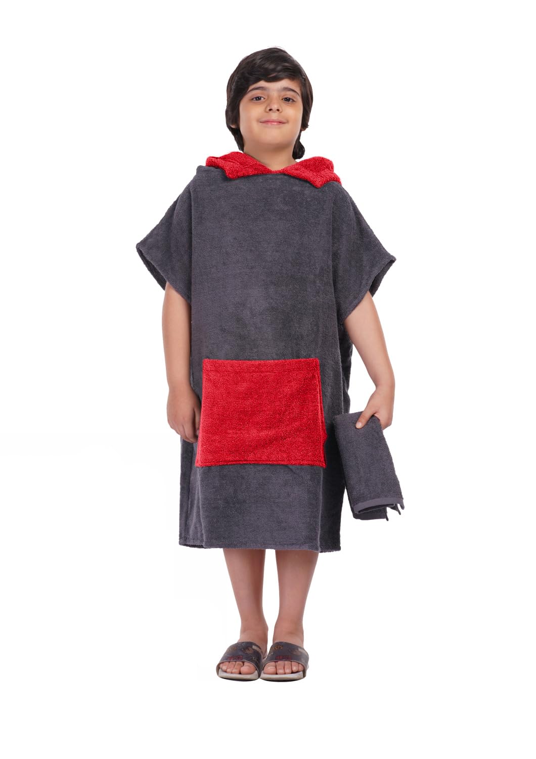 ALLEN & MATE 100% Cotton Kids Changing Robe Surf Poncho, Safety Certified Oversized Hooded Wearable Towel for Boys & Girls