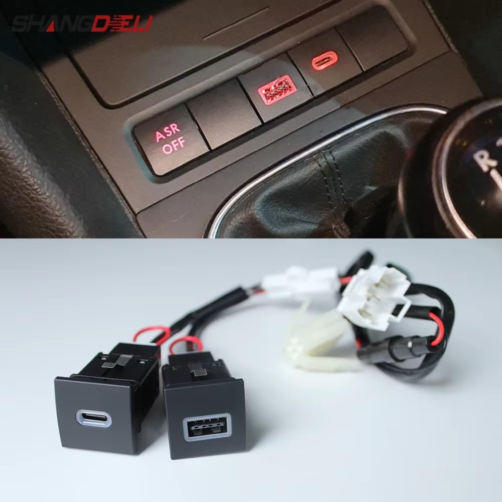 Consola USB Compatible Con VW Para Golf 6 Para MK6 2006-2012 Coche Cargador PD Carga Rápida Adaptador Carga Teléfono Botón De Salida Puerto USB Coche