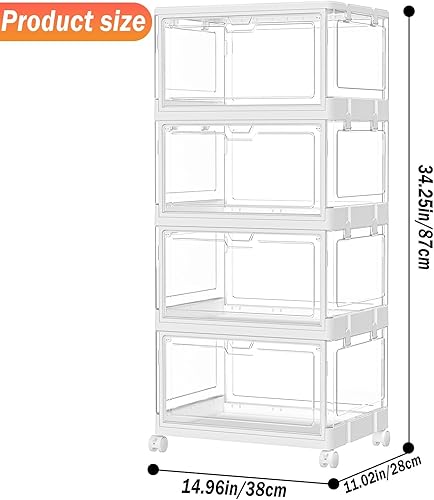 Miniatura 4 de Contenedores de almacenamiento transparentes con tapa de 24 cuartos de galón, paquete de 4 contenedores de almacenamiento apilables, organizadores