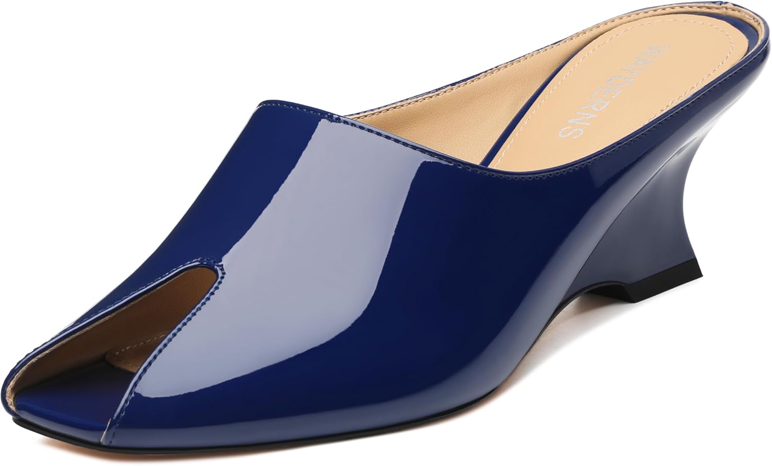 WAYDERNS Wedges Sandals for Women Peep Toe Wedge Heels Womens High Heel Sandals Square Toe Heeled Wedges Sandals Slip on Wedge Mules Open Toe Dress Heels