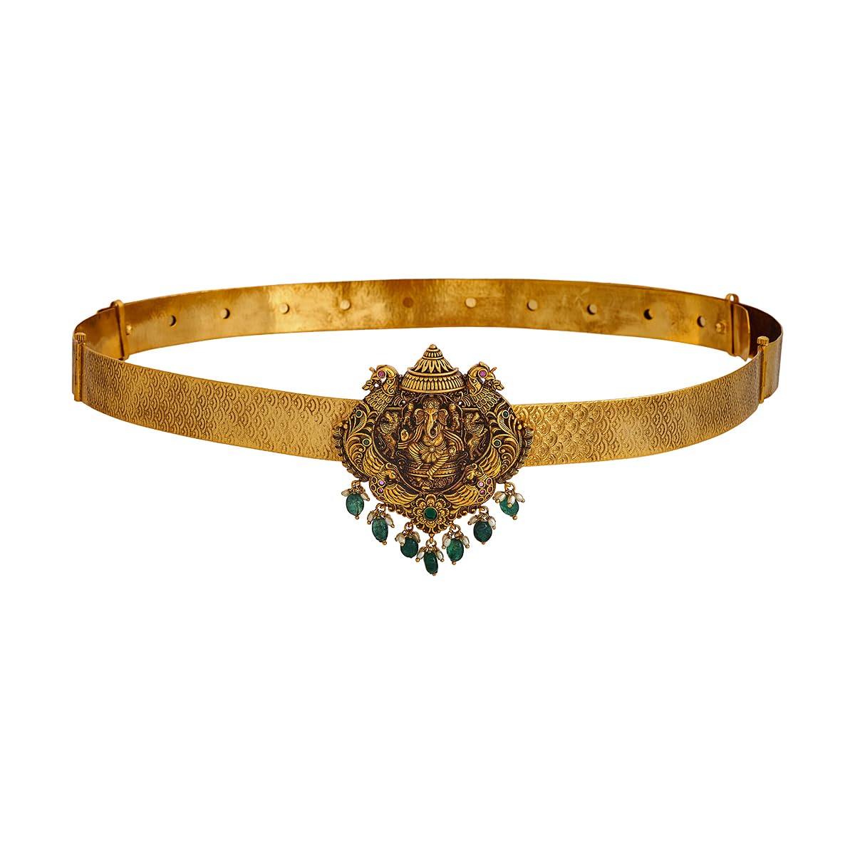 kushal's Fashion Jewellery Ruby-Green Gold Polished Antique Belt With Adjustable Chain Best for Festive Season & Special Occasion - 442873-picture-43
