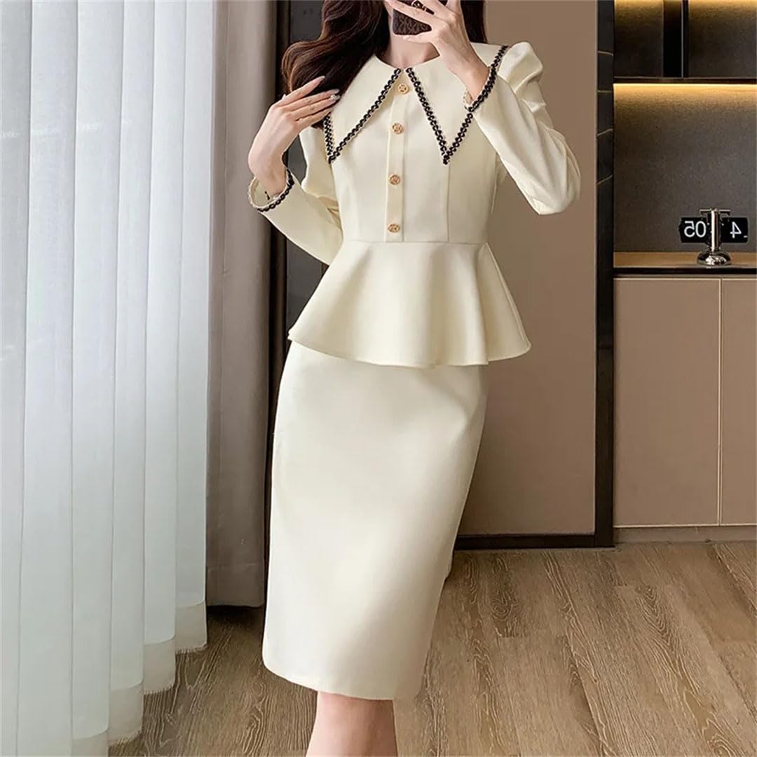 Conjunto de falda tipo blazer de un solo pecho para mujer, para oficina, formal, negocios, elegante conjunto de falda