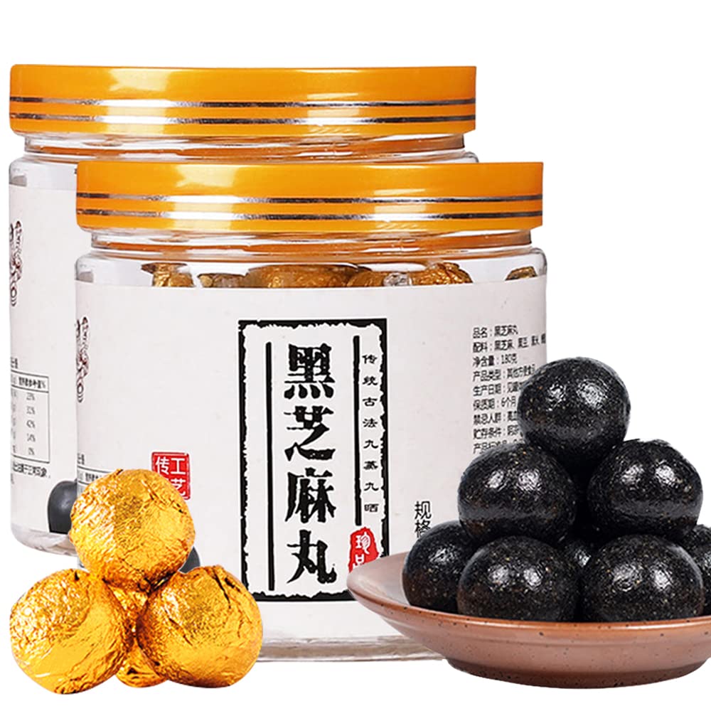 煕渓 黒ごま丸 黒芝麻丸 黑芝麻丸 黒ごま丸 黑芝麻球 黑芝麻 毎日二粒食べます黒髪 九蒸し九晒手作り黒胡麻丸360g(40丸)