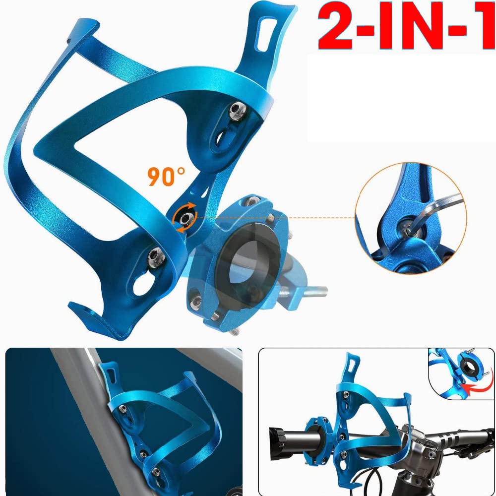 2 Portaborraccia Per Bicicletta In Lega Di Alluminio, Montaggio Facile, Per Bottiglie Standard - Rosso E Blu - copertina