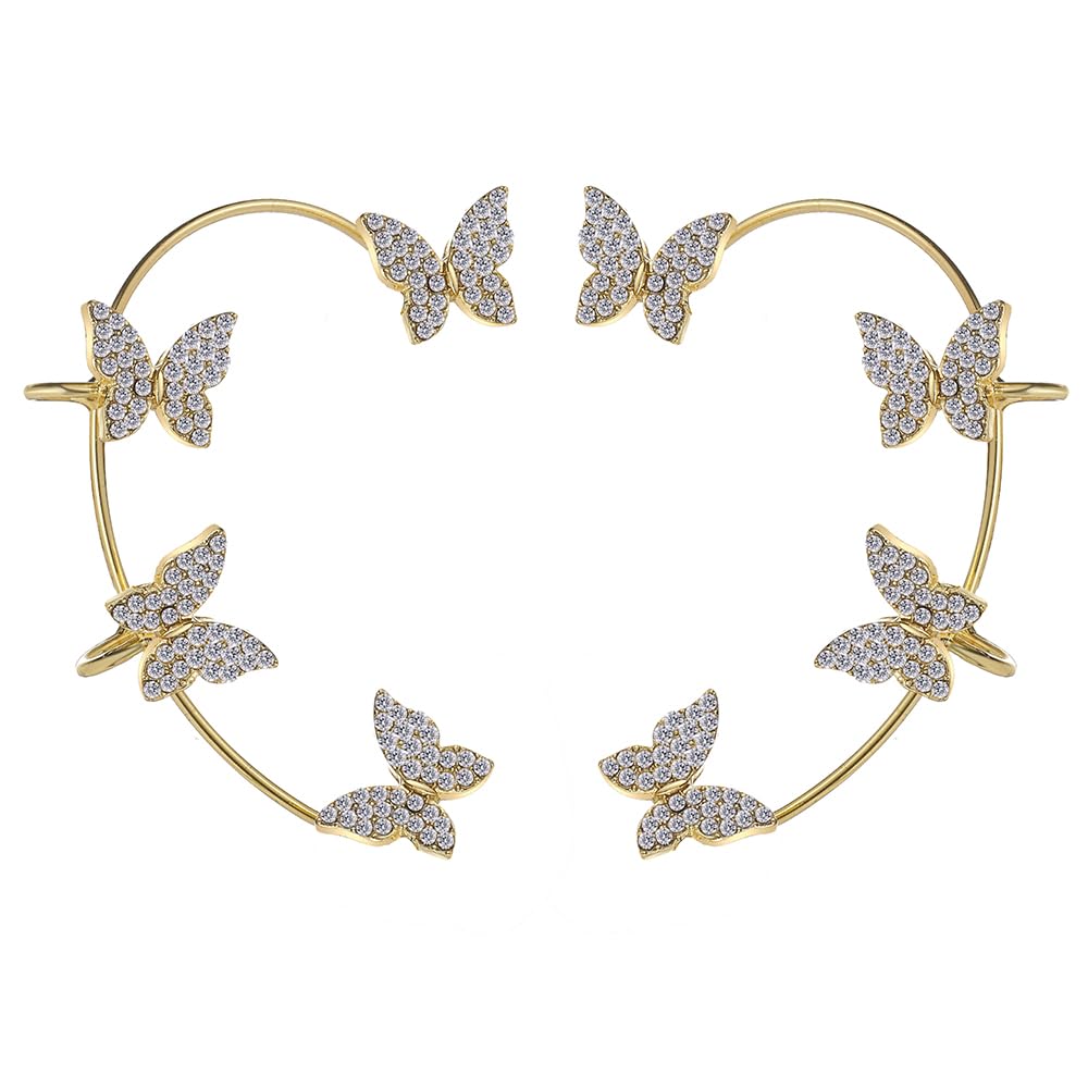 Shining Diva Fashion Latest Stylish 2 Pcs Zircon Butterfly No Piercing Ear Cuff Earrings Rhinestone Ear Wrap Around Fairy ... - Review, Price and Buying Guide