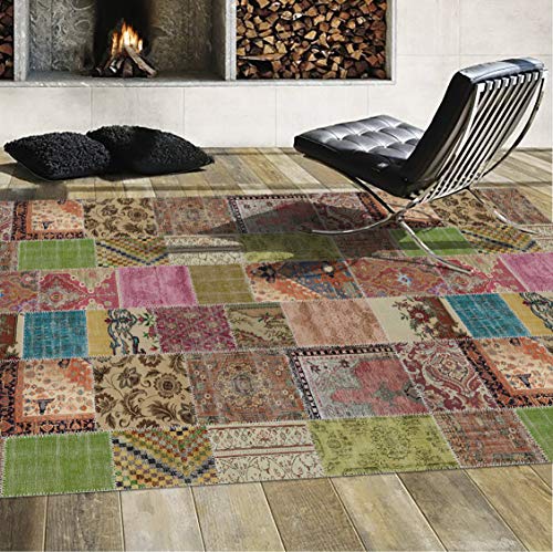 Alfombra vinilo cocina pasillo Vilber patchwork multicolor resistente 52x120 6
