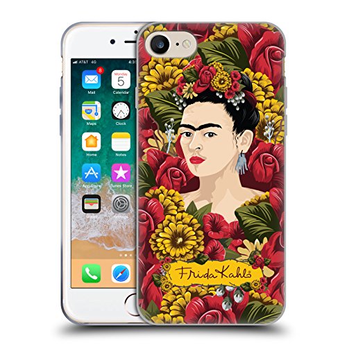 Head Case Designs Licenciado Oficialmente Frida Kahlo Pátron de Retrato Florales Rojos Caso Funda de Gel Suave Compatible con Apple iPhone 7/8 / SE 2020 & 2022