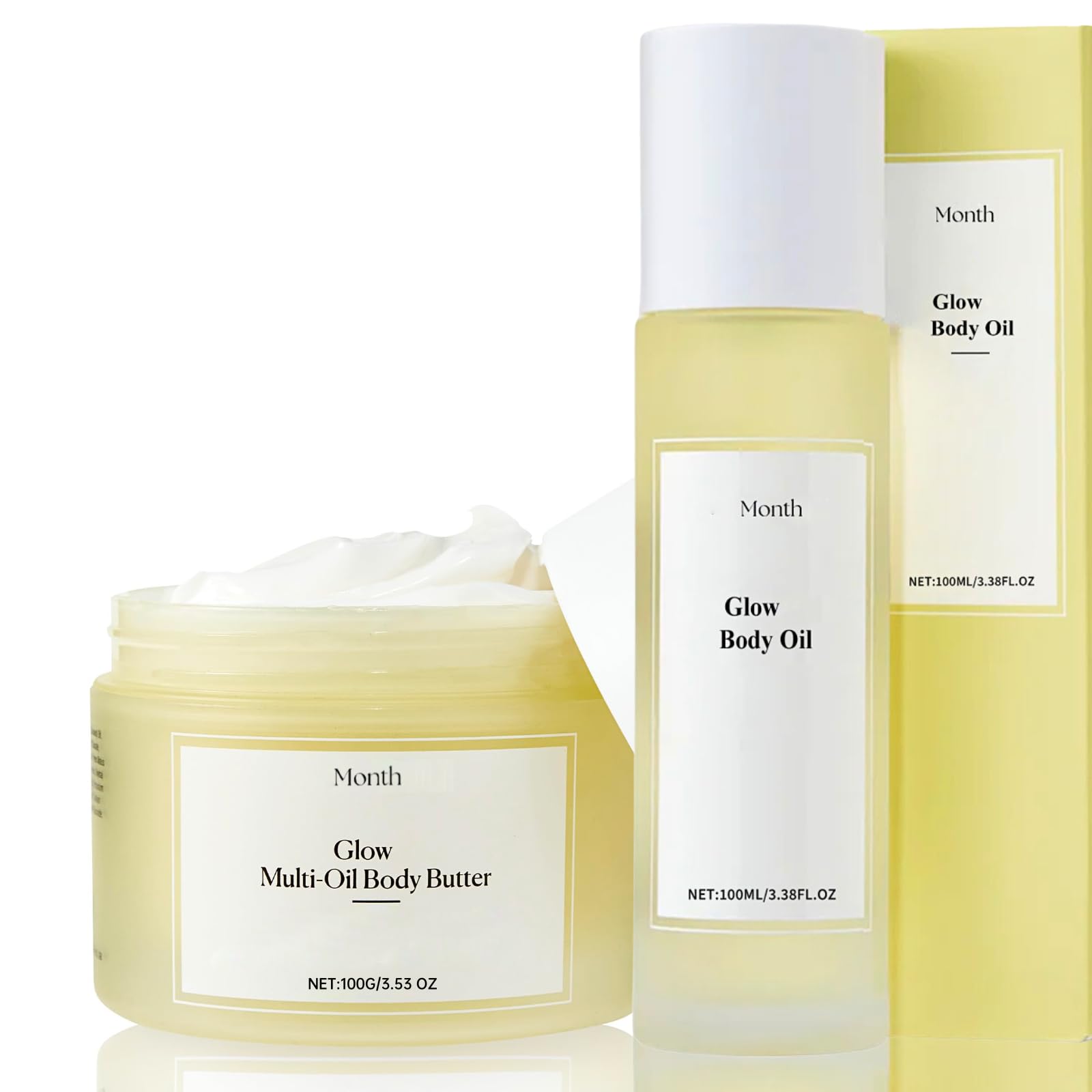 Glow Body Skincare Set, Glow Whipped Body Butter & Glow Body Oil, Body Oil For Women, Multi-Oil For Intense Nourishment & Moisturizing Formula, Firming Cream