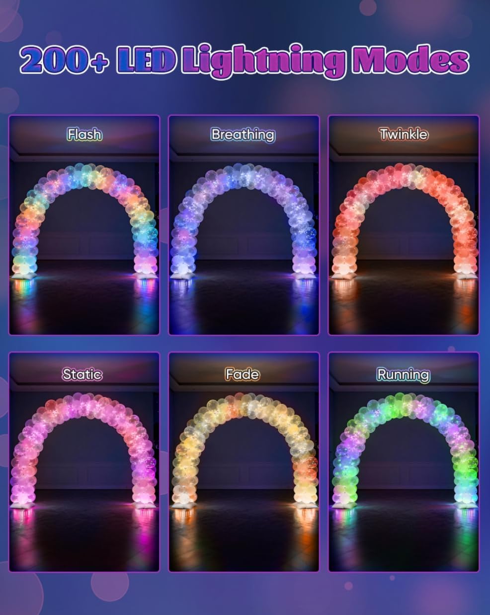 Balloon Arch Kit with LED Lights, 9ft & 7.4ft Adjustable Balloon Arch Stand Kit with Base, Balloon Garland Stand Party Backdrop Decoration for Birthday Party Wedding Baby Shower Graduation