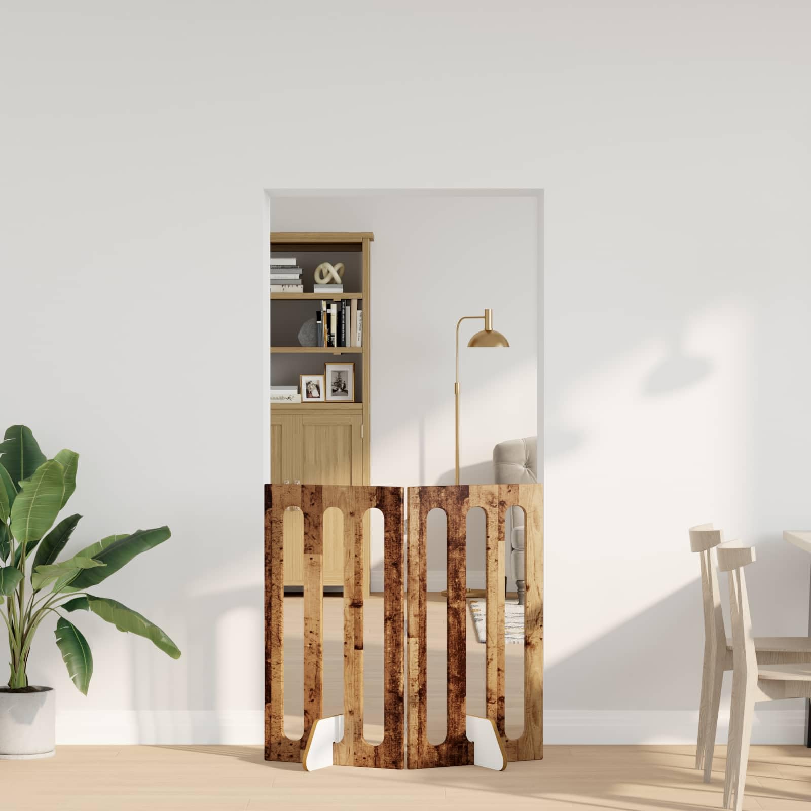 Faltbarer Haustierzaun 2 STK. Eiche Optik 100,5 x 38 x 90 cm
