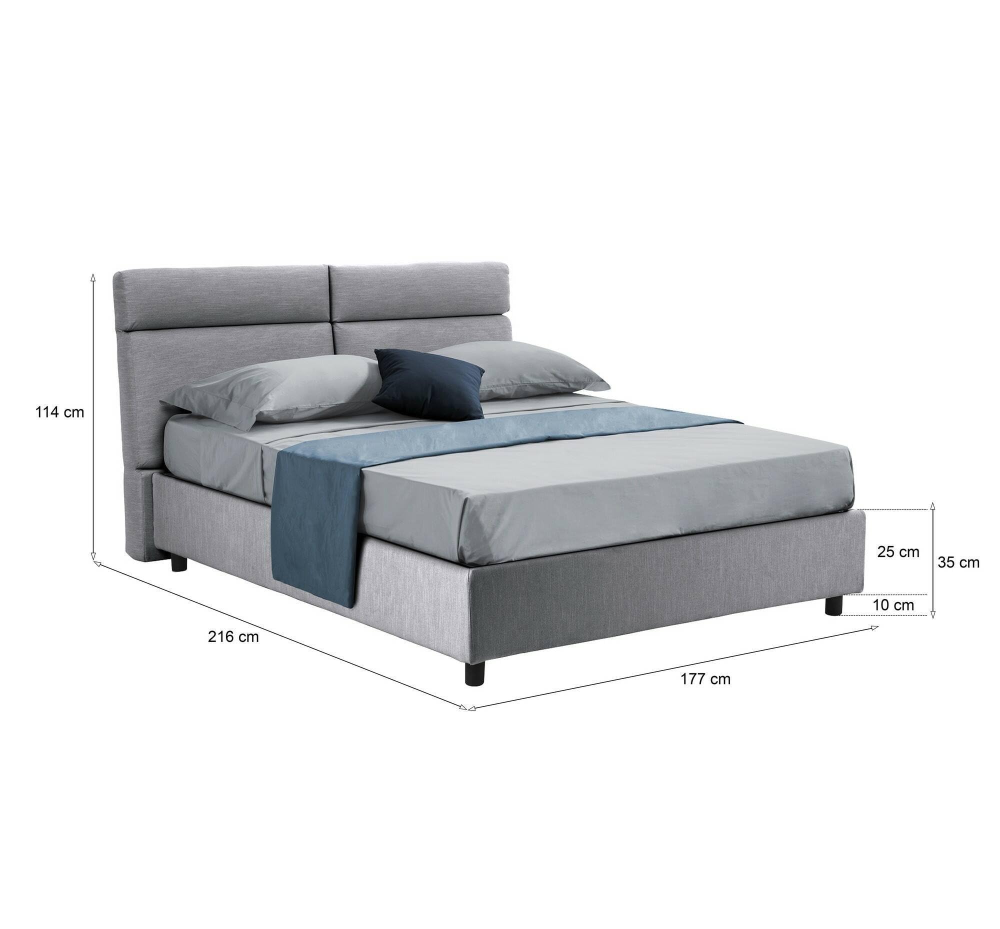 Dmora Rosamunda - Cama de Matrimonio desenfundable - Color Gris - Medidas 160 x 190 cm - Fabricado en Italia