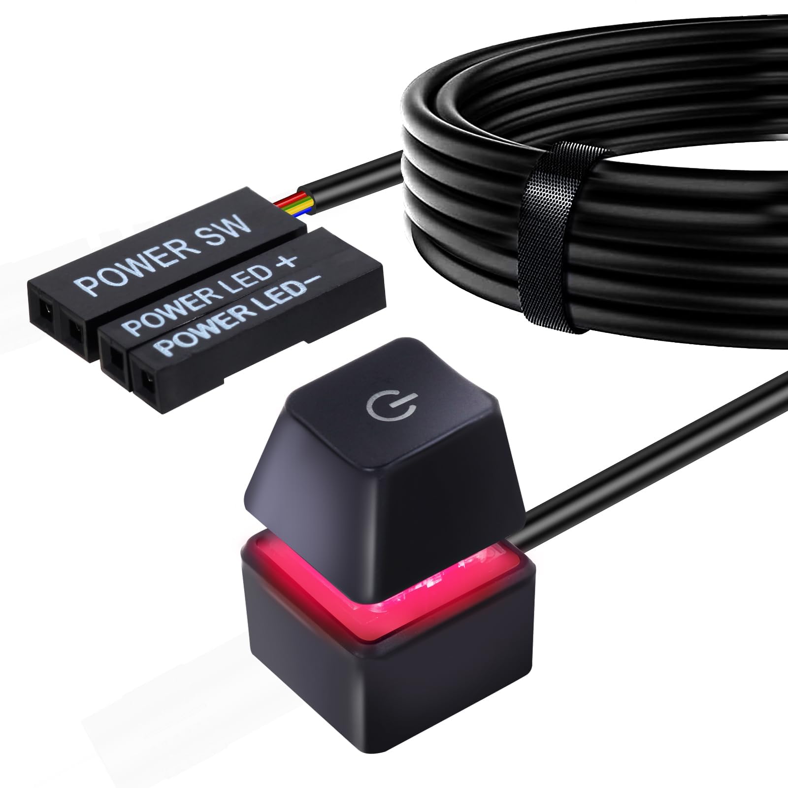 MTROYALDIA Desktop Computer Power Switch Power Supply Cable, External Remote Start PC Motherboard Power ON/Off Switch Button Extension Cable 2M Length-M20-image-12