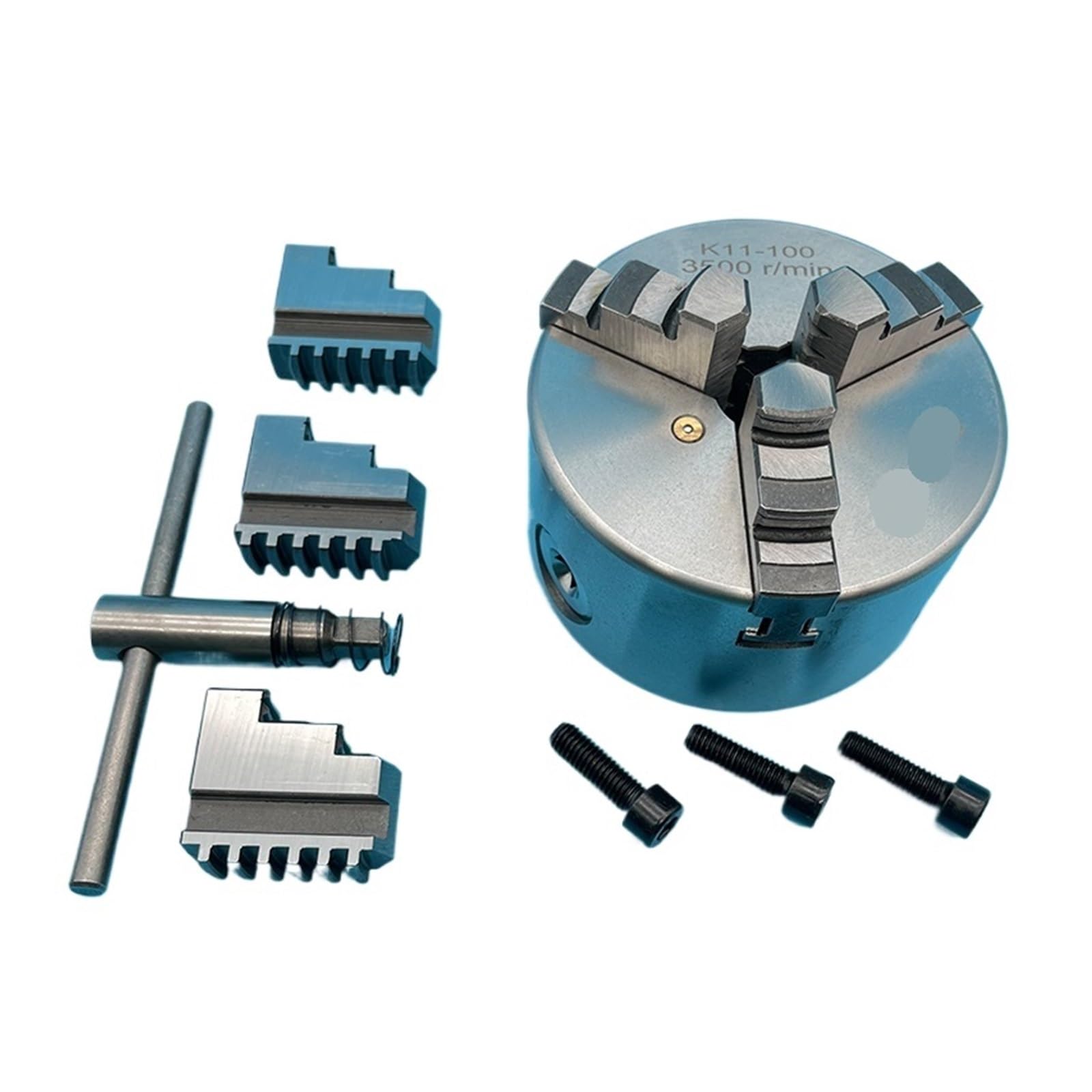 Portabrocas de torno de metal de 100 mm K11-100 de 3 mandíbulas, mandril autocentrante manual