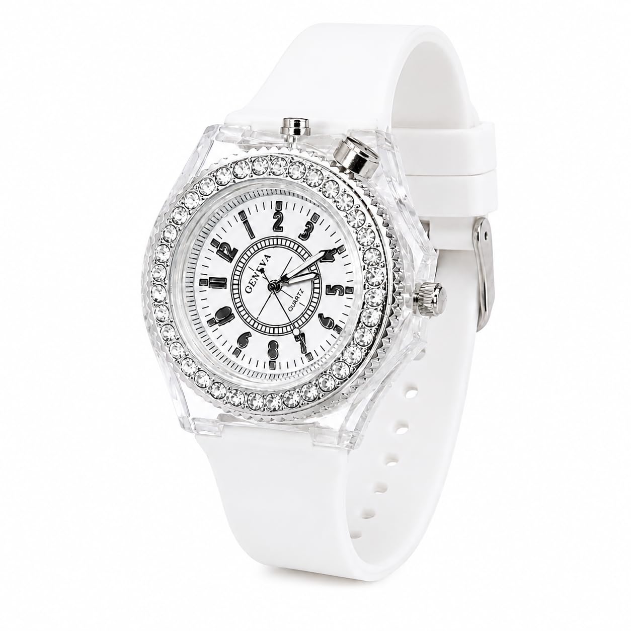 LED Luminous Wrist Watch for Men and Women | Glow in the Dark Analog Quartz Watch | Silicone Strap | Round Dial | Casual Fashion Wristwatch | Everyday Wear | Gift for Teenagers Adults | White-image-46