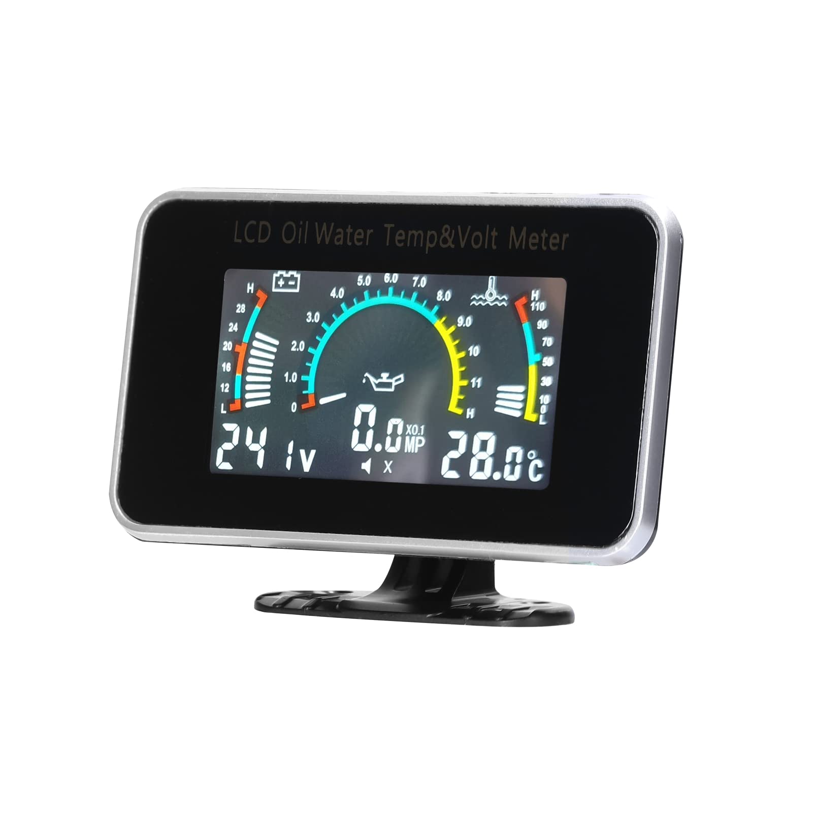 Compteur LCD de Voiture 3 en 1, Jauge Numérique de Température D'eau de Tension de Pression D'huile avec Fonction Anti-secousse D'auto-apprentissage, pour Voiture Camion SUV RV