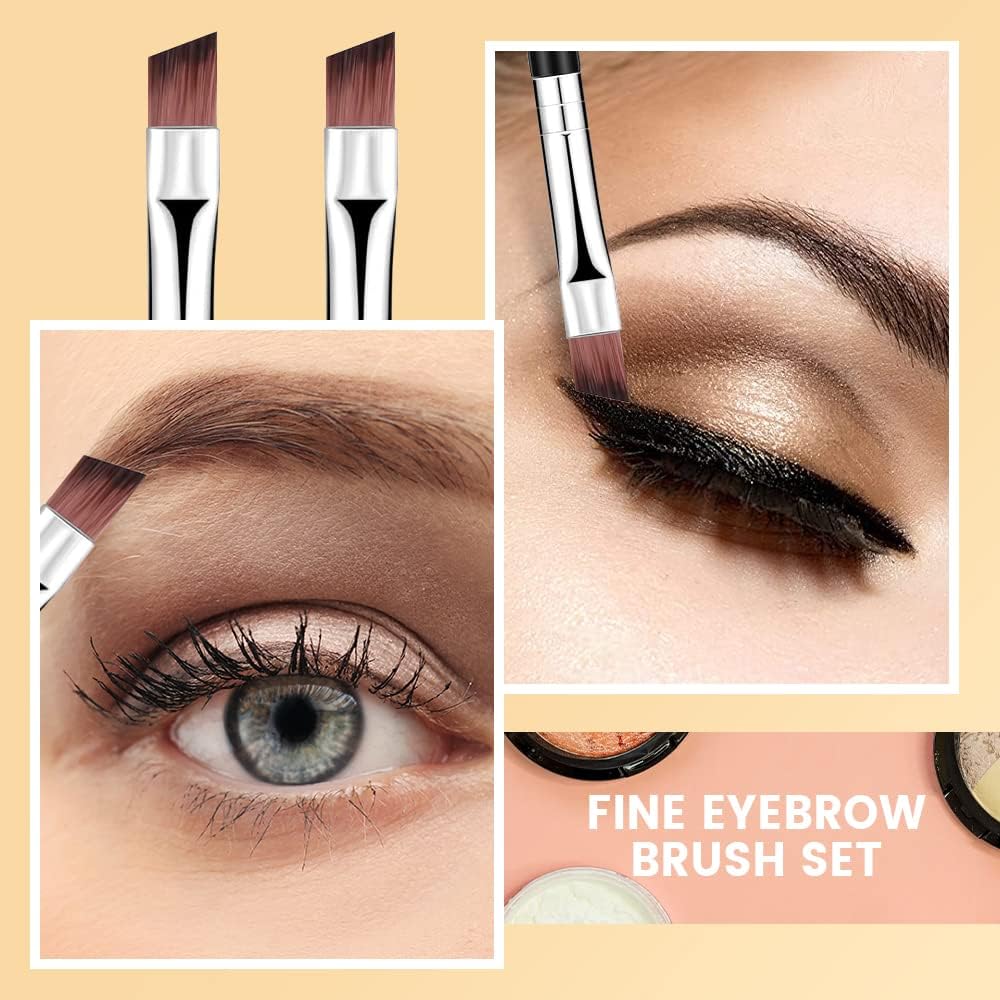 Juego de brochas para sombra de ojos, 8 PCS, brocha cosmética multifunción, brocha para delineador de ojos, brocha correctora, brochas para pestañas, brocha para polvo con ángulo biselado para cejas