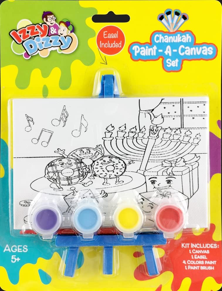 Miniatura 4 de Izzy 'n' Dizzy Kit de pintura en lienzo con caballete - Juego de pintura en lienzo para niños - Lienzo predibujado para pintura para niños -