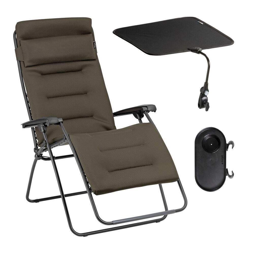 Lafuma Ensemble Fauteuil Relax matelassé XL avec Ombrelle et Porte-Gobelet