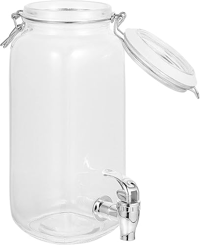 Luxshiny Dispensador de bebidas con espiga para hervidor frío, botella de refrigerador, dispensador de bebidas de vidrio con grifo, dispensador de