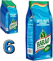 Barão de Cotegipe, Kit 6 Erva Mate Moída Grossa 80% Folhas 500g cada Barão