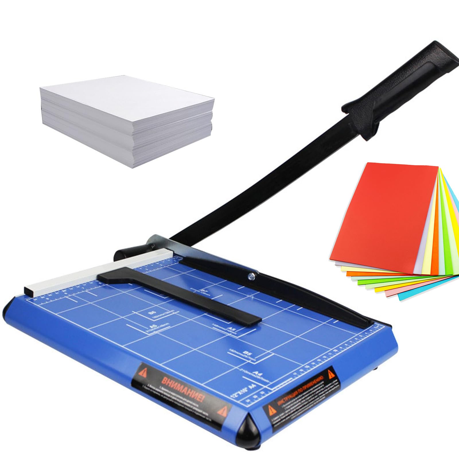 Cortador de papel, guillotina con protección automática de seguridad y regla lateral, corta hasta 16 hojas, recortadora de manualidades para etiquetas, fotos, cupones