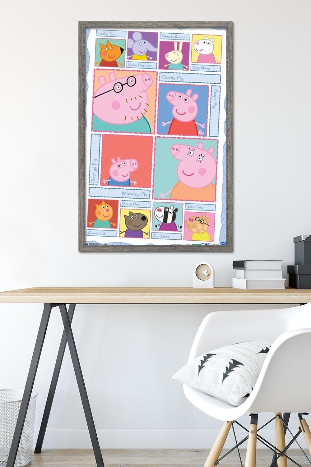 Peppa Pig - Grid Wall Poster, 34L" x 22.4W", Barnwood Framed Version