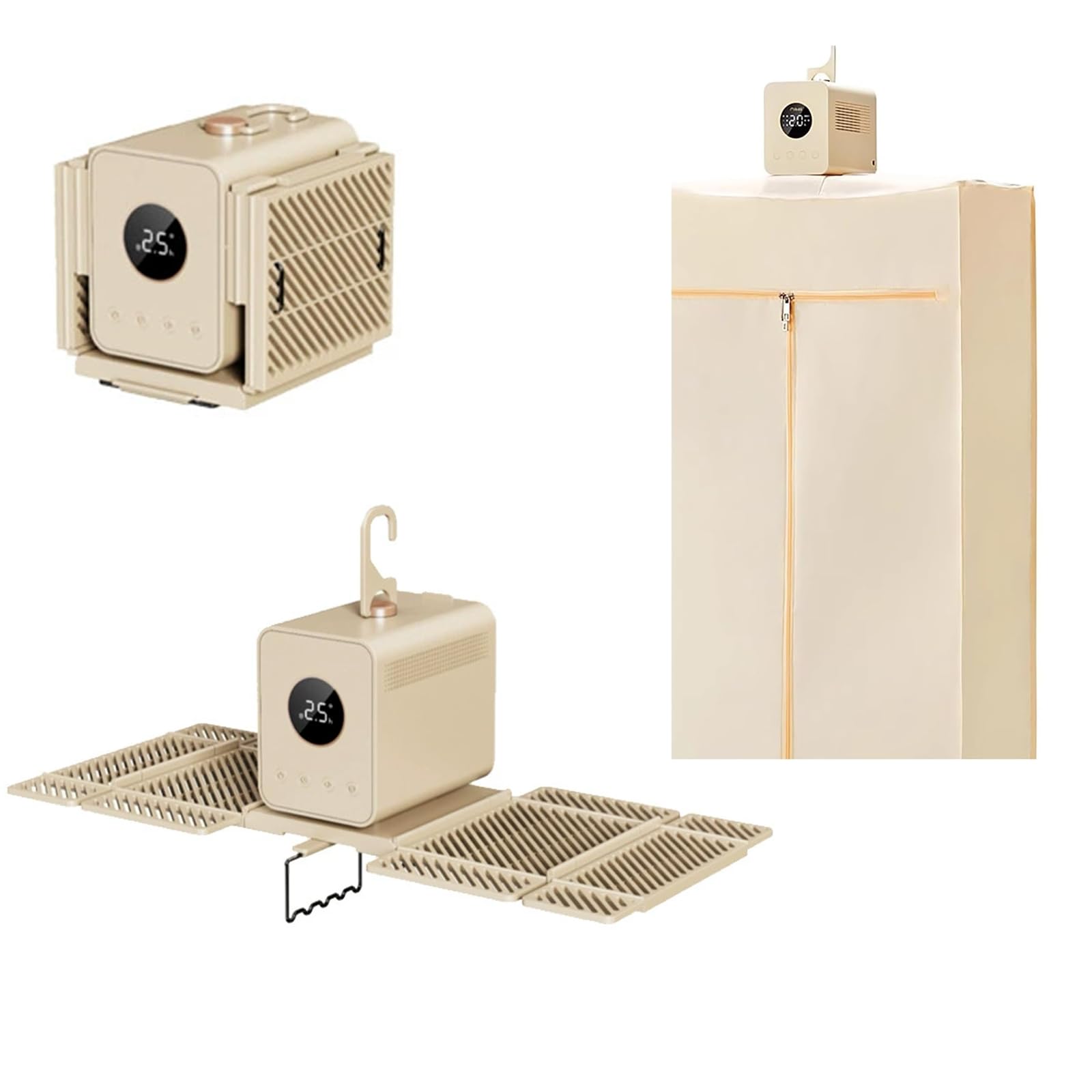 Secador de Ropa portátil, secador Plegable Compacto 850W con Secado rápido 15 min, Temporizador y Modo silencioso, para Apartamentos, Viajes, dormitorios