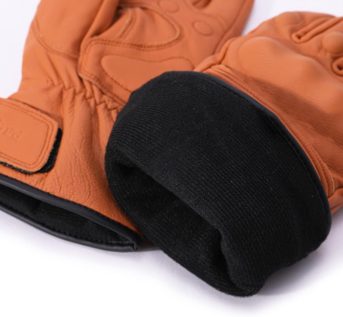 Harssidanzar Men Winter Motorcycle Gloves,Genuine Leather Full Finger Touchscreen Thermal Lined with Thinsulate Waterproof Motorcycles Motorbike Riding Gloves KM048US - Image 3