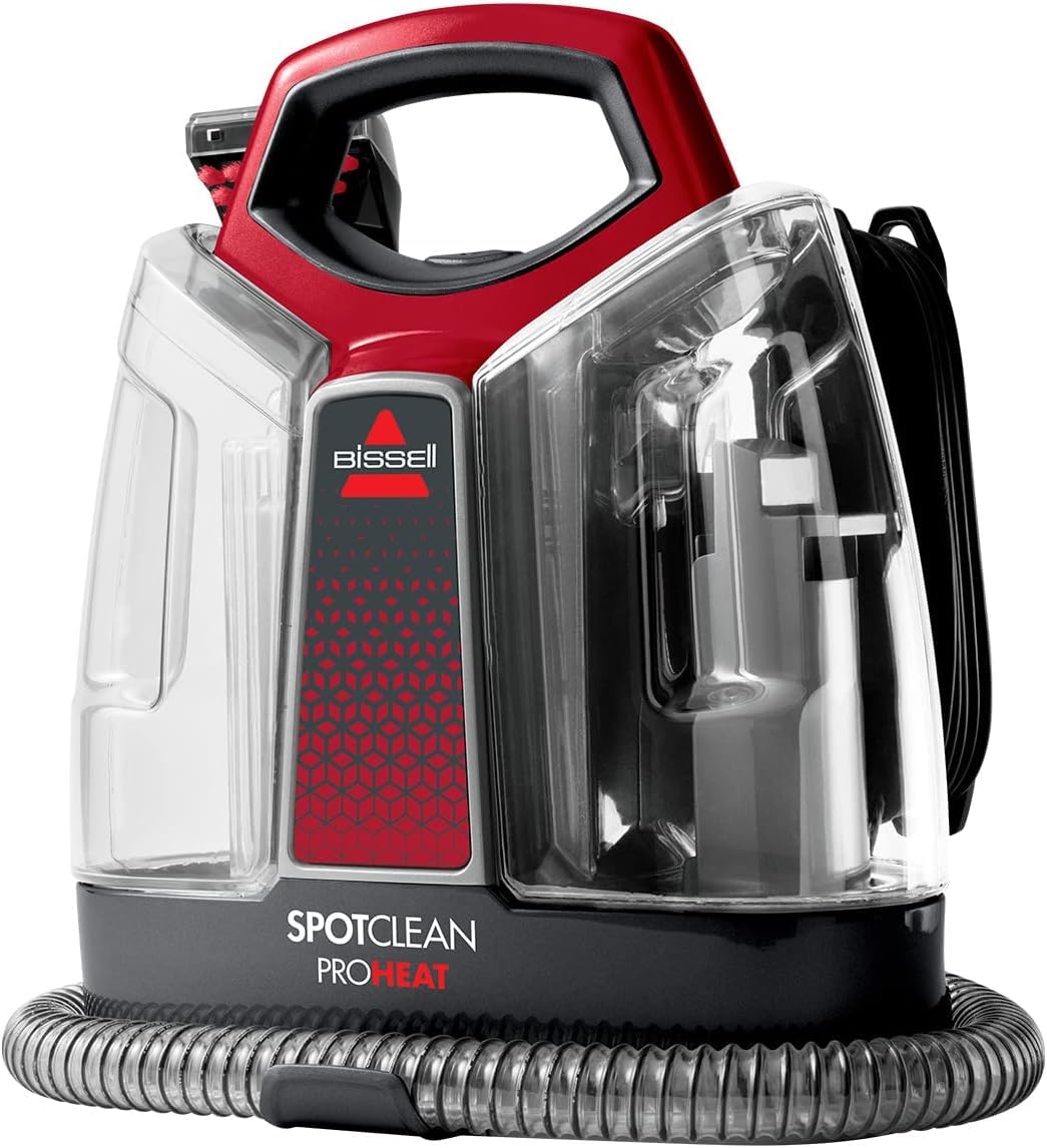 BISSELL SpotClean ProHeat Nettoyeur des Taches portatif, 2.5 litres, Titane et Rouge + 2369 Outil 3-en-1 Escalier et Tissus d'Ameublement