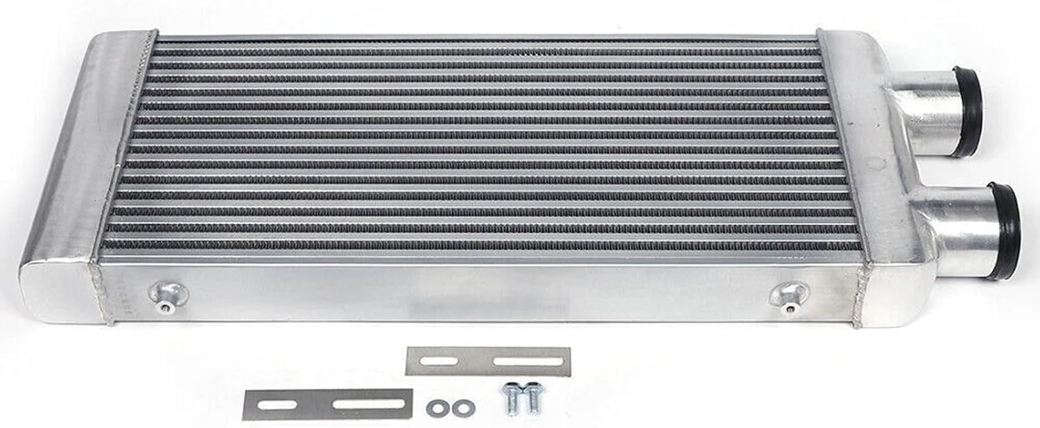 Universal Aluminum Intercooler 31.5x12.8x3.15 Inch, 3" Inlet/Outlet, Front/Rear Mount Turbo Intercooler for Turbocharged Vehicles, High Efficiency Cooling Core