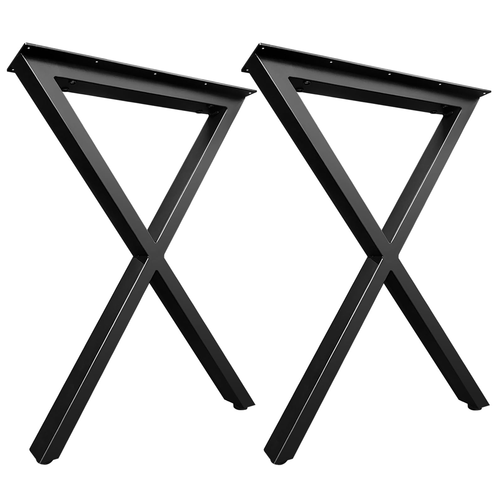 Jahof Metal Table Legs 70 cm, X-Shaped Frame with Adjustable Feet, Heavy Duty Industrial Furniture Legs for Dining Table, Office Desk, Set of 2 (W50 x H70 cm)