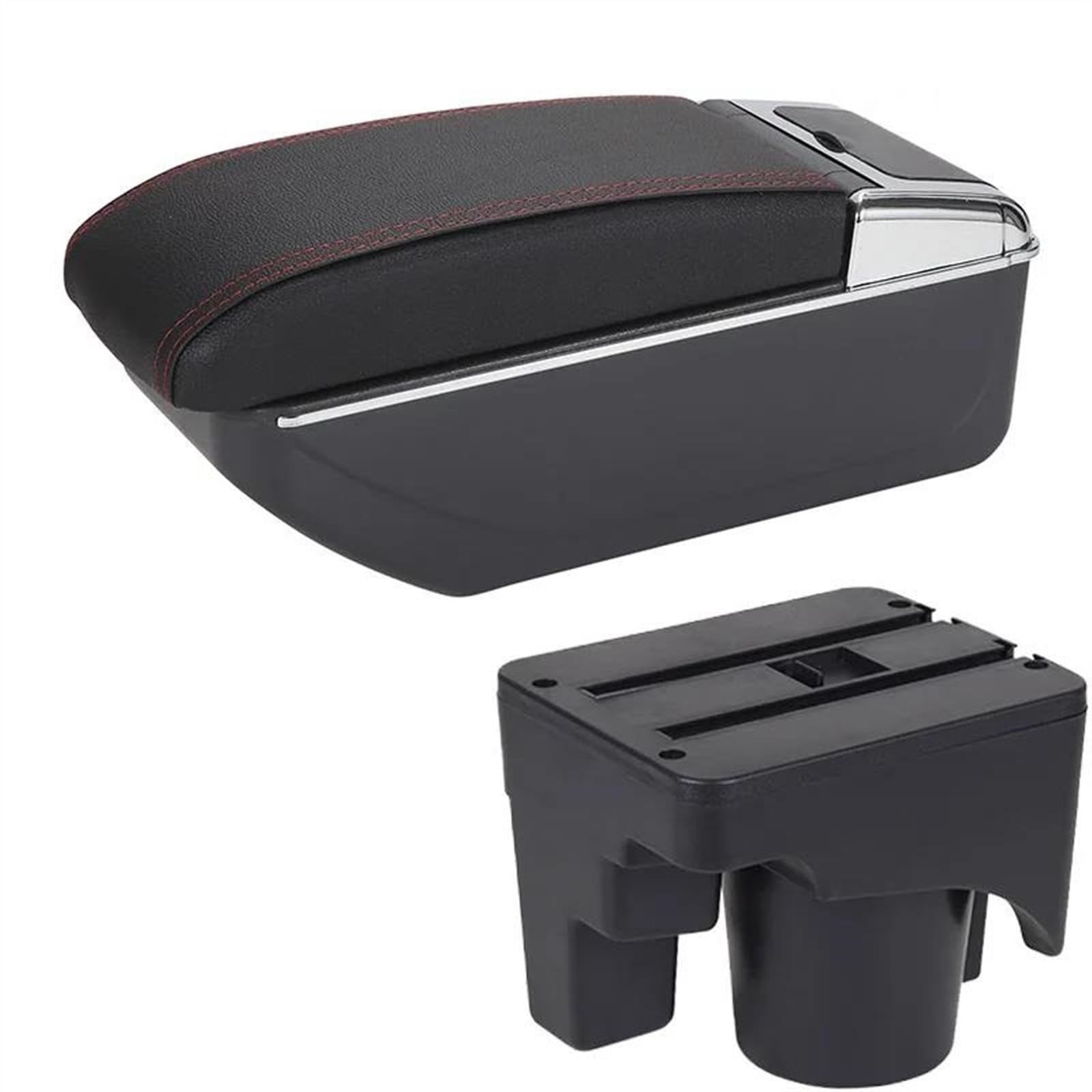 NOHEEU Car Armrest Special Storage Box Modification Parts For Scirocco For Sagitar For Golf 6 5 Mk6 MK5 For Jetta(D1 Black red No USB)