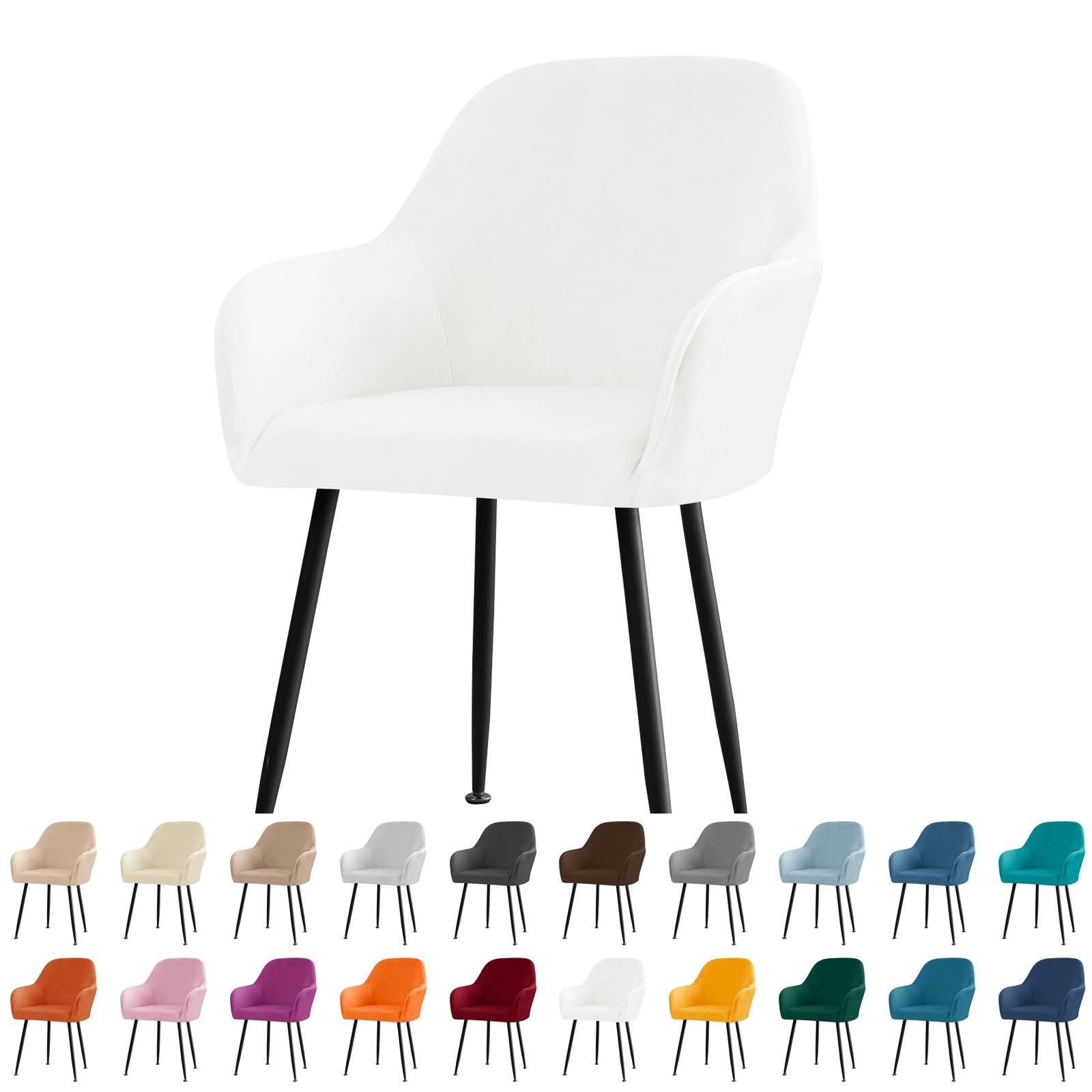 koroda Velvet Curved Back Dining Room Chair Covers with Arms Stretch Swivel Bar Stool Chair Slipcover with Armrest Accent Vanity Kitchen Armchair