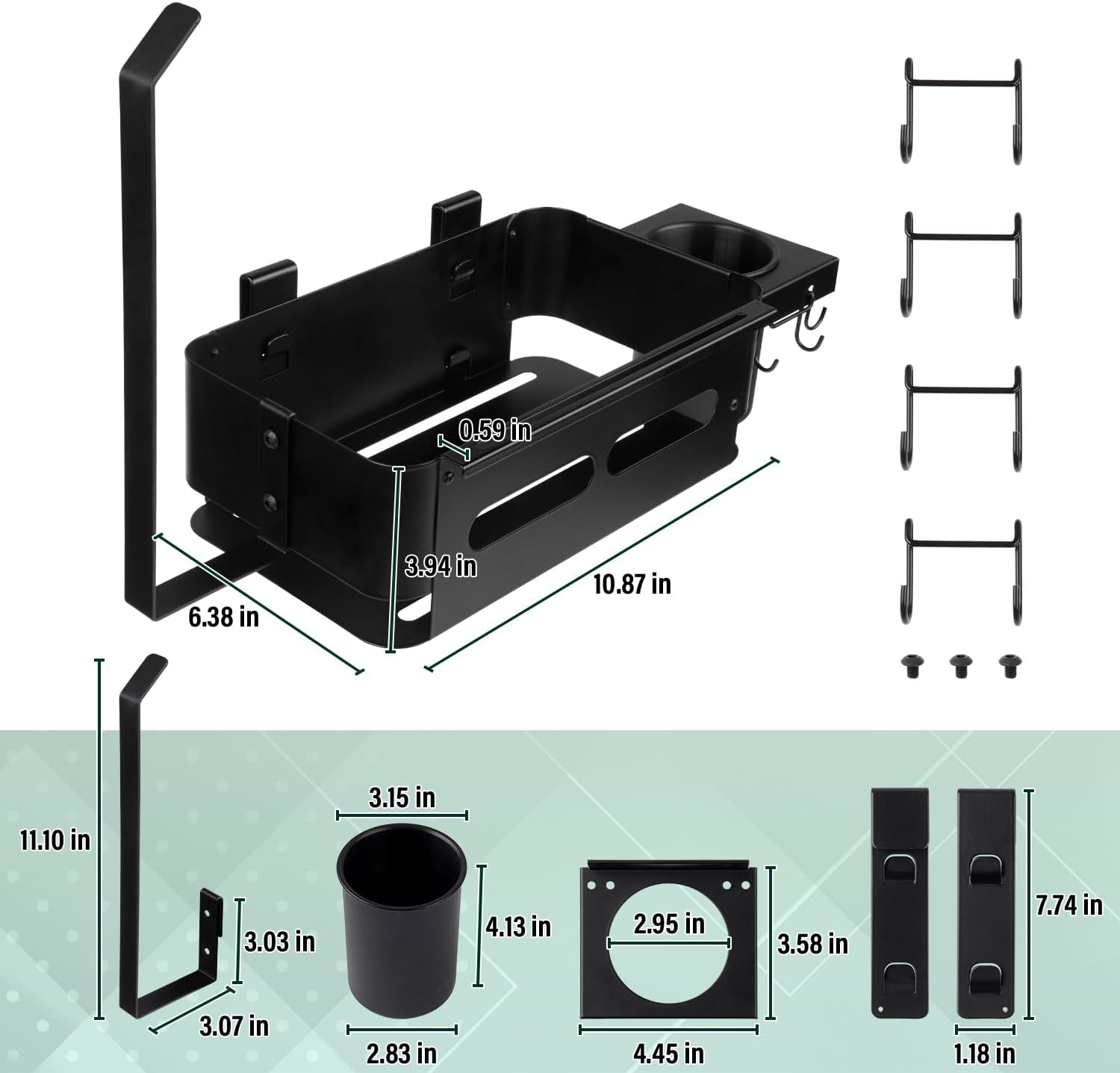 Goldusk Storage Bin for Traeger Grills with Paper Towel Holder and Drink Holder Accessories Outdoor Grill for Traeger Ironwood 650/885, PRO 575/780/34/22, for Pit boss, for Z-Grills Smoker Accessories