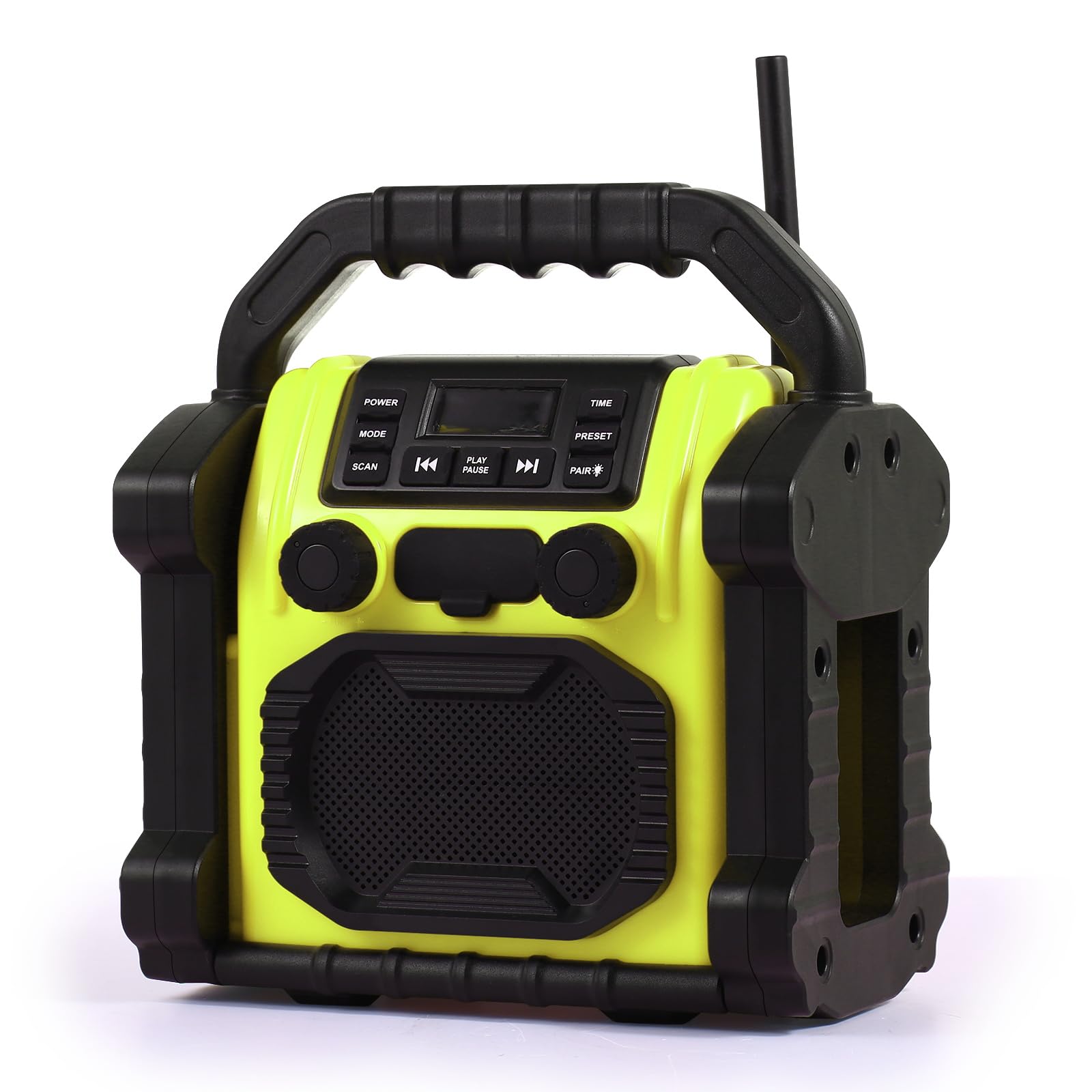 Radio im Freien wasserdicht Bluetooth Lautsprecher, 8000mAh Akku 30W Digital und manuelle Tuning FM Uhr Radio, tragbare LED-Lichter für im Freien/Arbeit/Garage