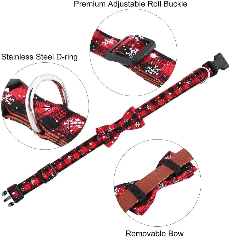 Miniatura 2 de Asvin - Collar de Navidad para perro, con corbatín, suave, cómodo y ajustable, para perros pequeños, medianos y grandes, Navidad
