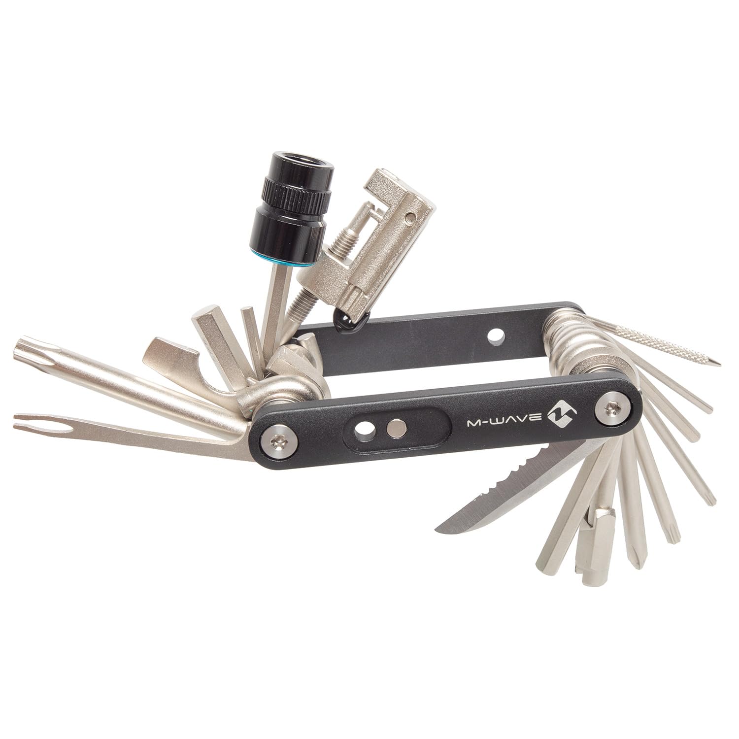 M-Wave Fahrrad Multitool, 21 in 1, CrV-Stahl, CO2-Adapter, Kettennieter, Speichenschlüssel, POCKET F21