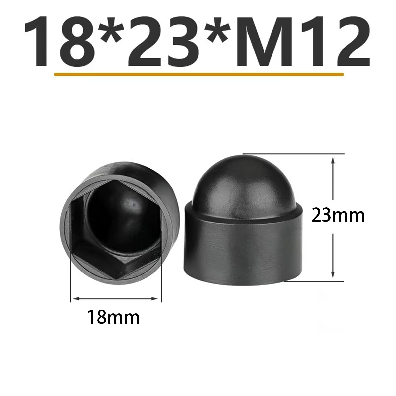 Hex Nut Cover in 50Packs,M12*18 * 23mm Bolt Dome Caps Covers,Plastic Dome Bolt Nut Protection Caps Cover,Nut Cover for Hex Hexagon Screws Bolts - Image 2