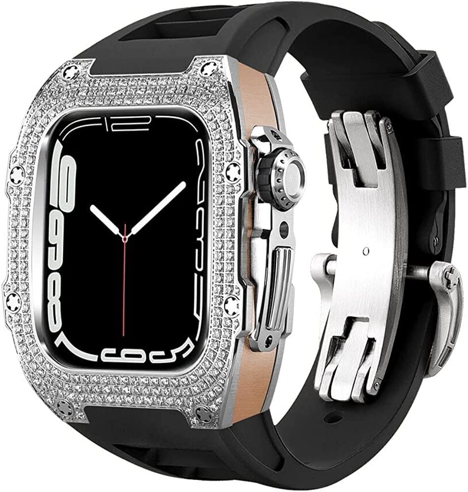 Coque en acier inoxydable Apple Watch 45mm boîtier luxe diamant