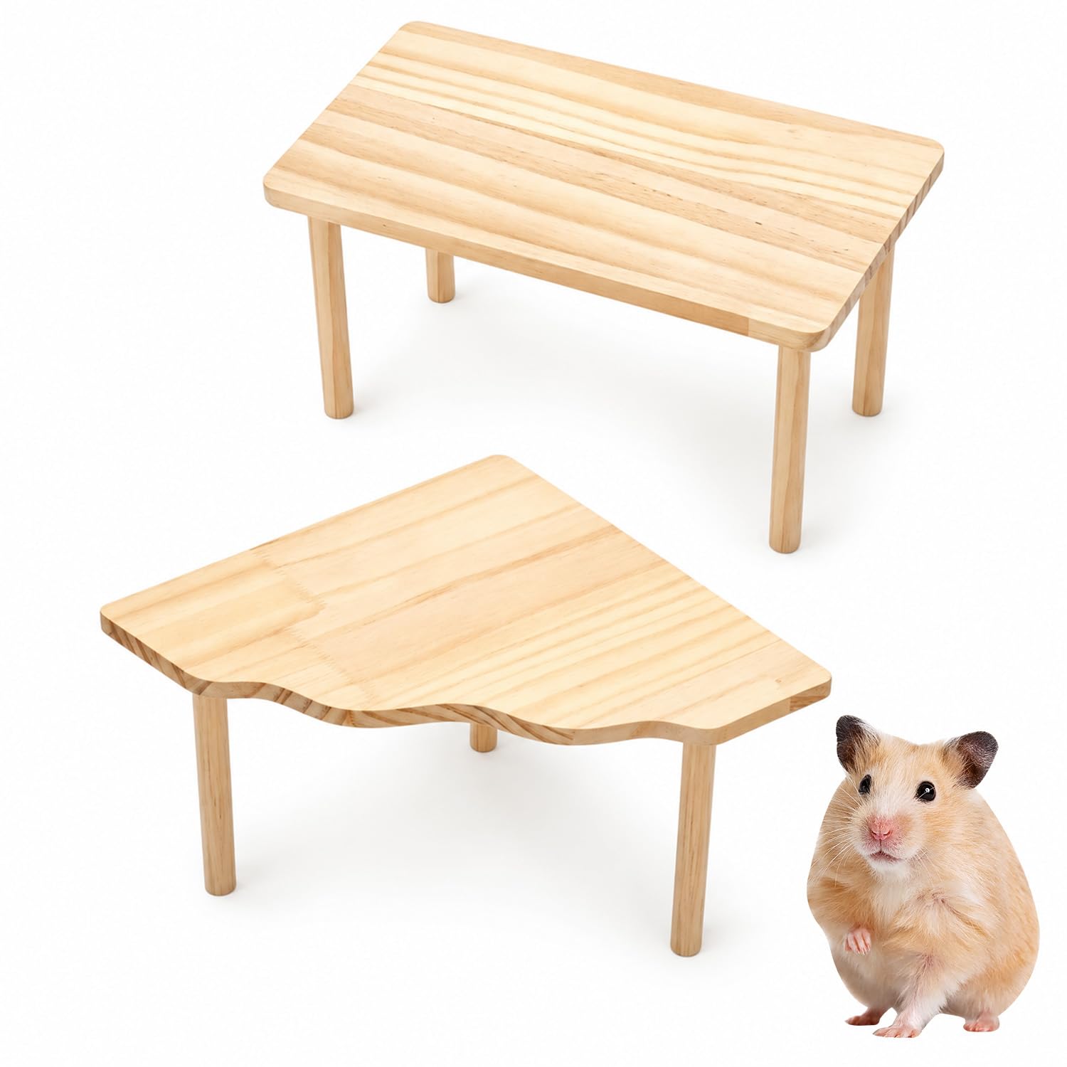 2 PCS Hamster Platform, Wooden Hamster Platforms for Hamsters, Gerbils