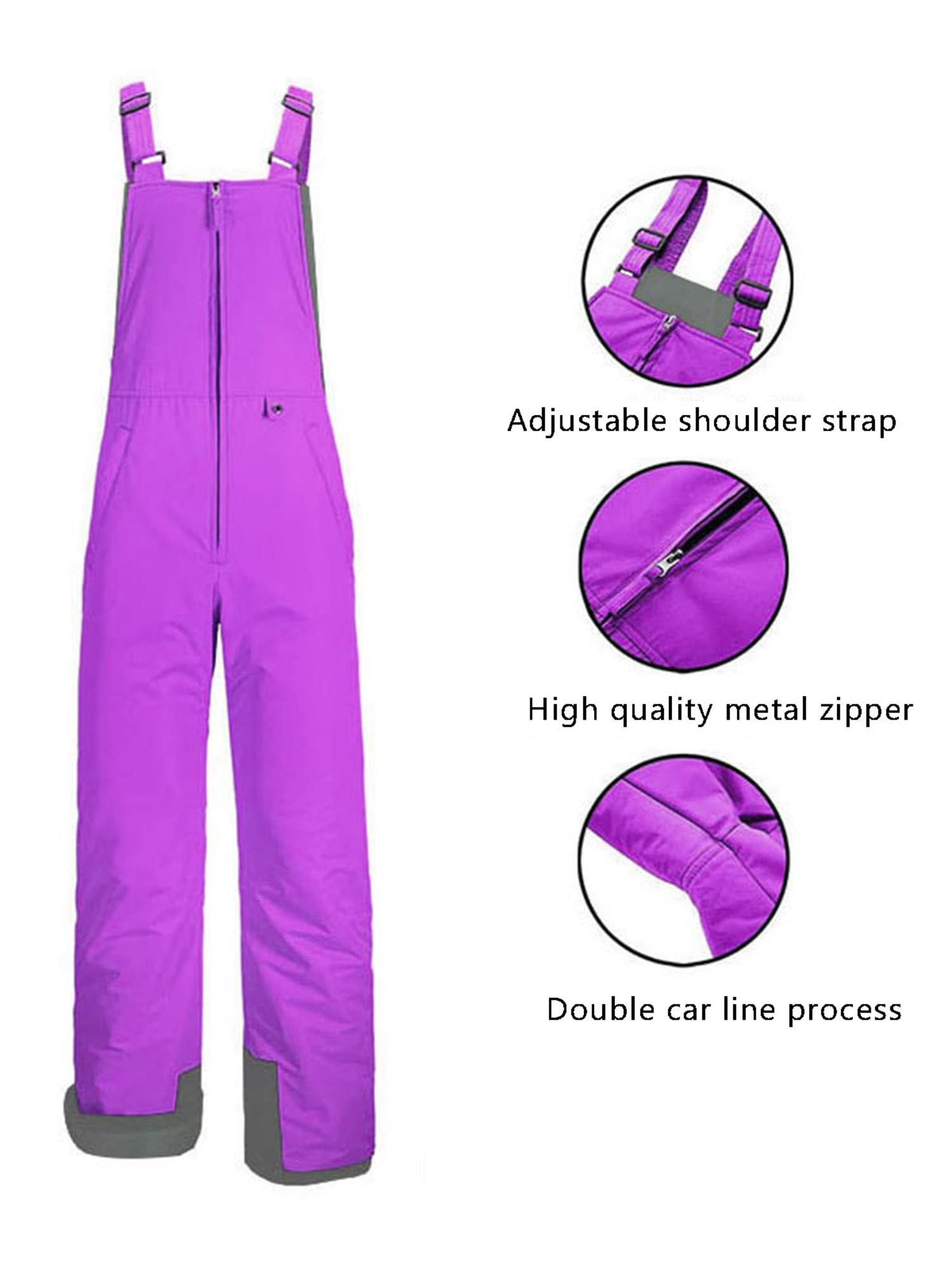 Achlibe Combinaison de ski sans manches avec bretelles réglables pour femme - Pantalon de snowboard imperméable pour l'extérieur