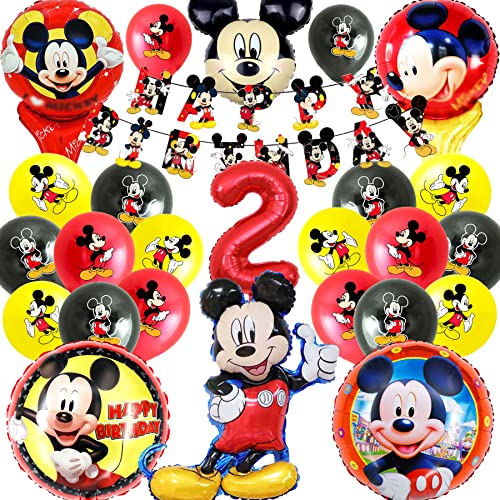 Micke Mouse Ballons Anniv Deco 2 ans, Décorations Anniversaire Micke Mouse, Micke Party Supplies Foil Balloons, Micke Ballons Anniversaire Pour Arrangements d'anniversaire pour les Garçons Filles