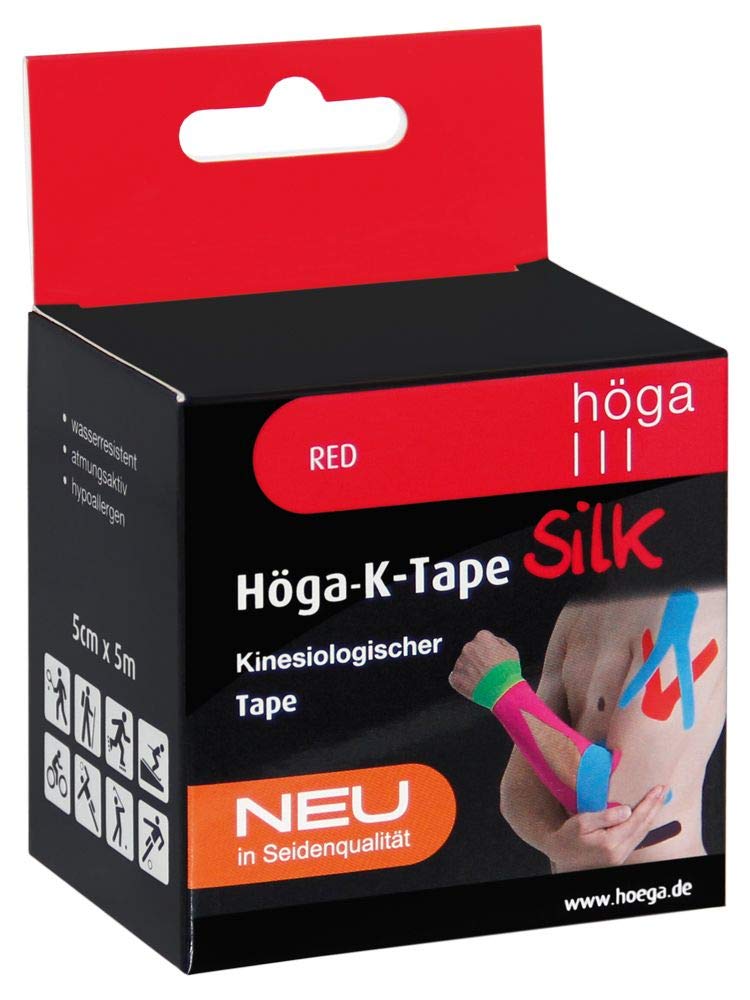 Höga-K-Tape-Silk czerwona taśma kinezjologiczna o jedwabnej jakości, 5 cm x 5 m