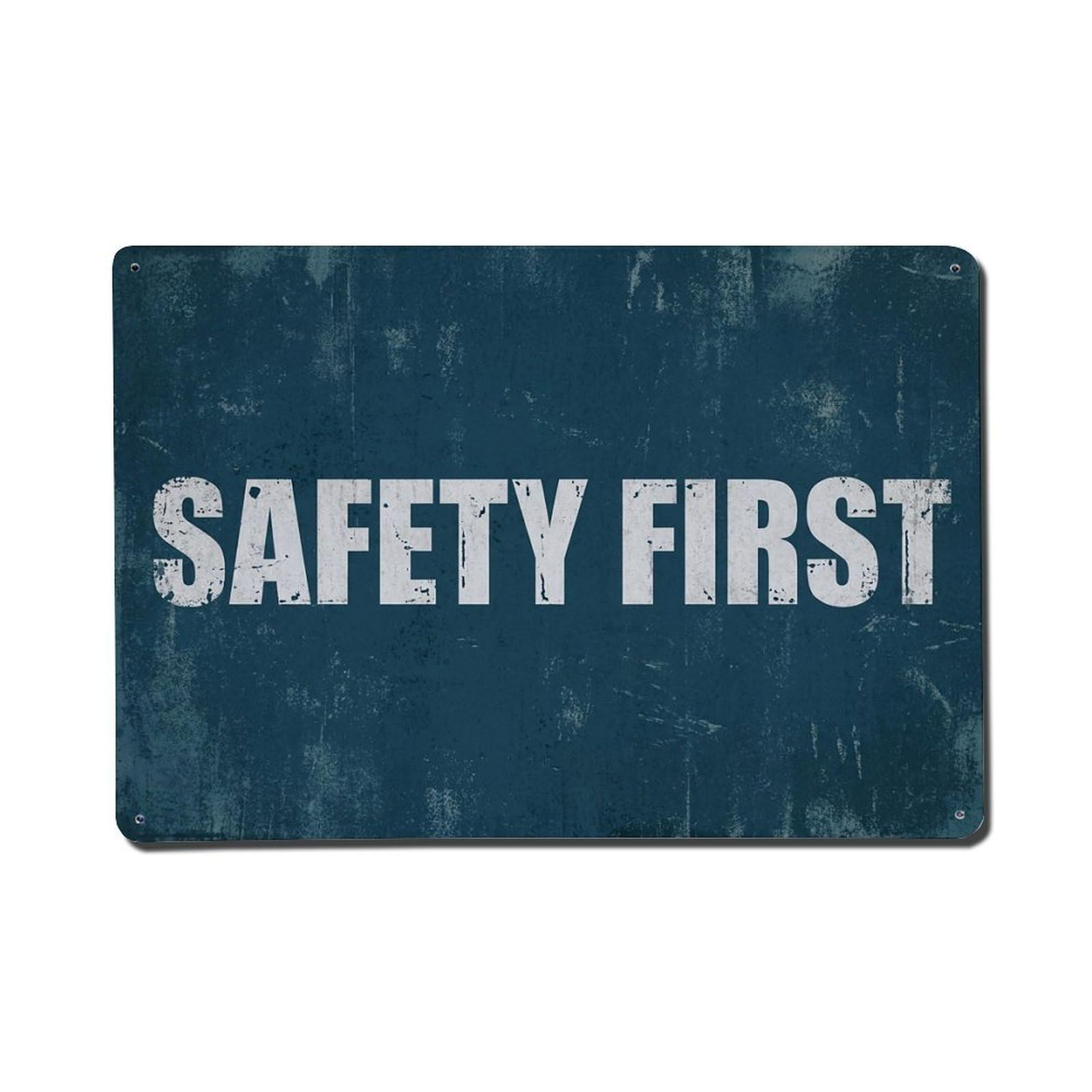 Vintage Safety First Metal Tin Sign Plaque Wall Decor for Cafe, Club Bar, Office, Garden Metal Poster 8x12Inch