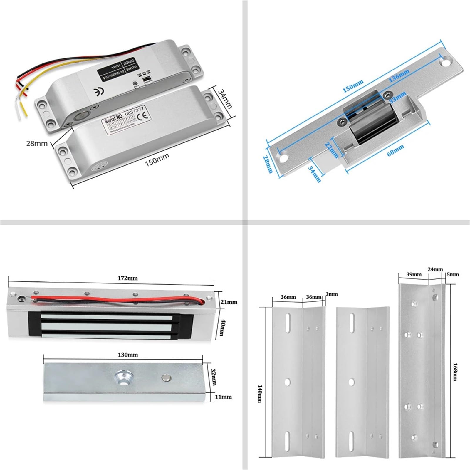 Zugangskontrollsystem-Kit, 125 kHz, RFID-Tastatur, Regenschutz, mit elektrischen Türschlössern, 180 kg magnetisches Türöffnerschloss, DC12 V(Gris)